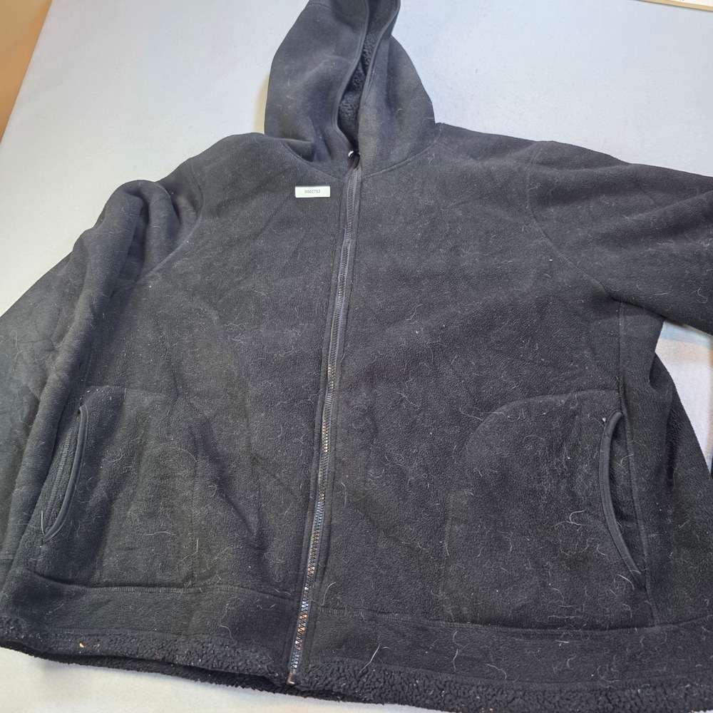 Faded Glory Mens 3XL Black Fleece Full Zip Hoodie Sherpa Lined Jacket 0002753